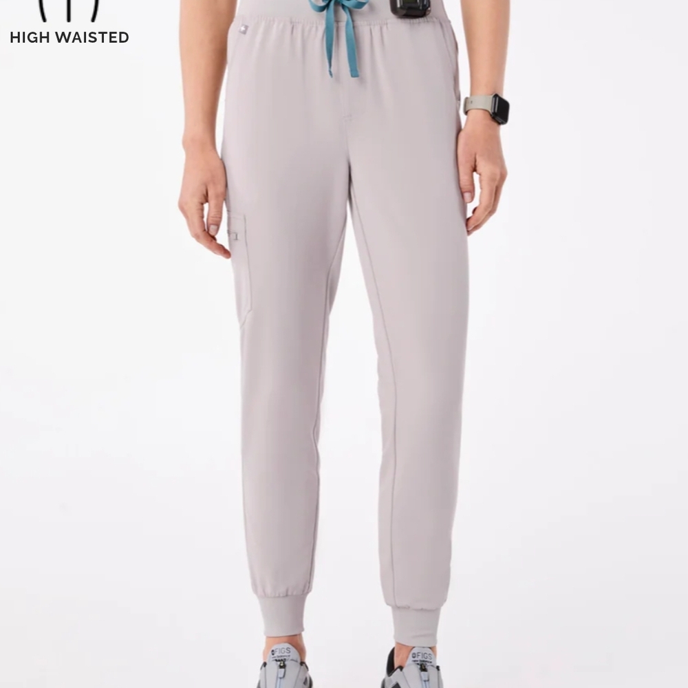Figs High Waisted Light Gray Zamora Medium Petite Joggers